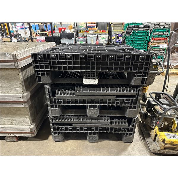 BLACK PLASTIC HEAVY DUTY COLLAPSIBLE PALLET STORAGE CRATE