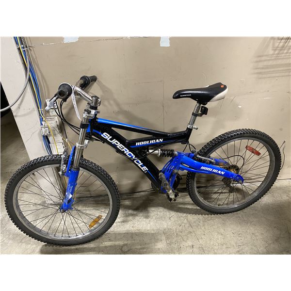 SUPERCYCLE HOOLIGAN BLACK/BLUE 21 SPEED FULL SUSPENSION MOUNTAIN BIKE