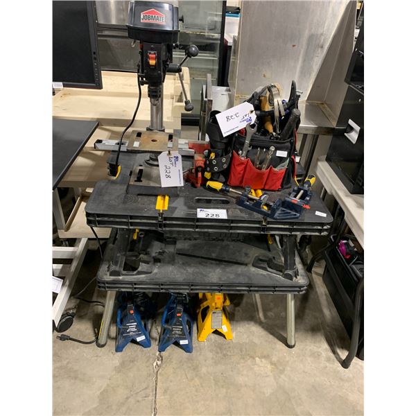 JOBMATE BENCH TOP DRILL PRESS, SMALL PORTABLE WORKBENCH, 6 2-TON JACK ...