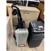 Image 1 : BLACK DANBY AIR CONDITIONER WITH HOSE, DELONGHI ELECTRIC RADIANT HEATER, BISSELL CARPET CLEANER, &