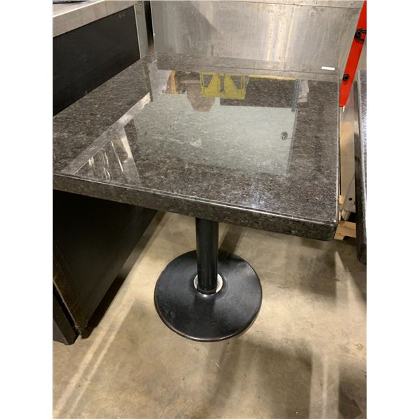 BLACK GRANITE SMALL RECTANGULAR 28"L X 24"W X 30 1/2"H METAL BASE COMMERCIAL RESTAURANT TABLE