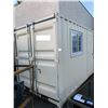Image 1 : BEIGE PORTABLE OFFICE CONTAINER W88" X L107" X H99" WITH WINDOW, LOCKING MAN DOOR, WOOD FLOOR,