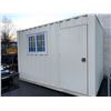 Image 2 : BEIGE PORTABLE OFFICE CONTAINER W88" X L107" X H99" WITH WINDOW, LOCKING MAN DOOR, WOOD FLOOR,