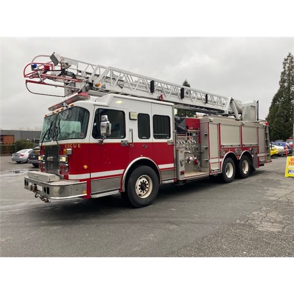 2002 SPARTAN FIRETRUCK, 4DR LADDER TRUCK, RED, VIN # 4S7AW40972C040522
