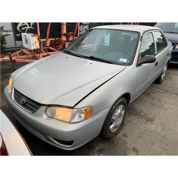 2001 TOYOTA COROLLA CE, 4DR SEDAN, GREY, VIN 2T1BR12E31C846093