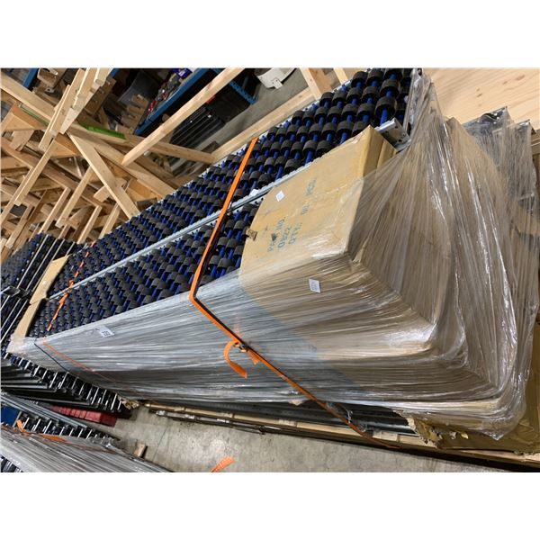 28 SECTIONS OF 8' X 12" UNEX SPAN/TRACK GALVANIZED ROLLER CONVEYOR SECTIONS