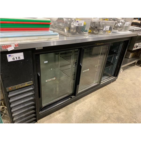 TRUE TBB-24-72G-SD 3 DOOR BLACK COMMERCIAL GLASS FRONT BAR COOLER WITH PUMP