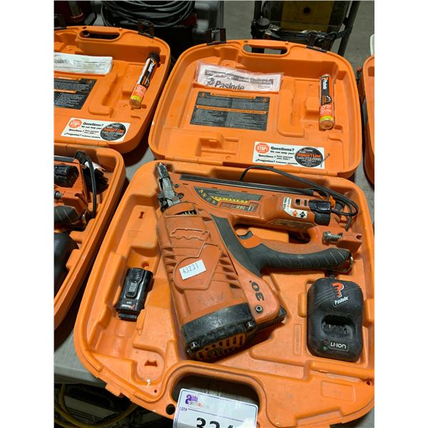 PASLODE IMPULSE IMLI325 CORDLESS 30 DEGREE IMPULSE FREMING NAILER WITH 1 FUEL CELL, 2 BATTERIES,