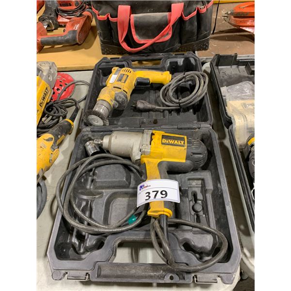 DEWALT DW292 1/2" ELECTRIC IMPACT WRENCH IN HARD TRANSPORT CASE & DEWALT DWD112 3/8" ELECTRIC DRILL