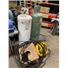 Image 1 : 2 LARGE COMPRESSED PROPANE BOTTLES, ROOFING TORCH, AIR HOSE & ASSORTED HOSES