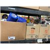 Image 2 : SHELF OF ASSORTED BOXES OF TAPE, STRAPS, MARKERS, JARS, FUNNELS & OFFICE PRODUCTS