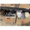 Image 2 : SHELF OF ASSORTED BOXES OF PUNCH CLOCK, EAR PROTECTION, CAULKING GUNS, PAINT BRUSHES, & ELECTRICAL