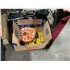 Image 2 : BOX OF INDUSTRIAL EXTENSION CORDS, EXTENSION CORD REEL, 3 MIRRORS, & 2 WHEEL HAND TRUCK