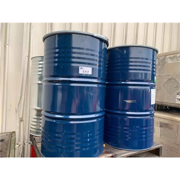 PALLET OF 4 EMPTY METAL STORAGE BARRELS