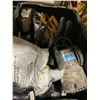 Image 2 : BLACK PLASTIC BIN OF ASSORTED PIPE JOINTER, HAND SAWS & RIDGID 1/6HP UTILITY PUMP