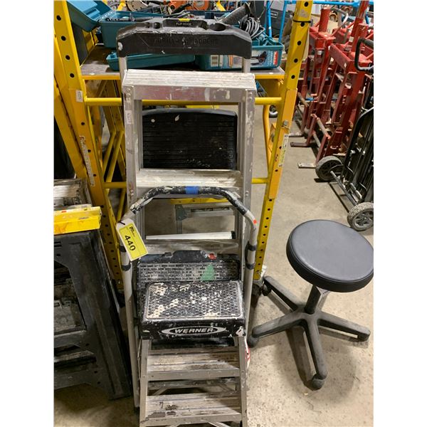 4 SMALL ALUMINUM INDUSTRIAL STEP LADDERS
