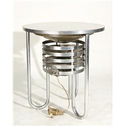 Vintage Art Deco Cigar Table with Chrome Tube Base and Built in Fan