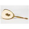 Image 1 : Decorative Oval Hand Vanity Mirror With Tan Back, Gold Rose Appliqué