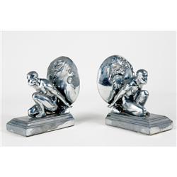 Art Deco World's Fair Style Man Holding World (Pair)