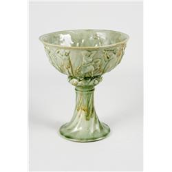 Antique Footed Ceramic Fruit Bowl with Nude Nymph