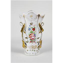 Ceramic Floral Design Vase with Gold Trim