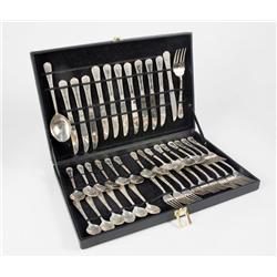 Vintage 44 Pc Silverware Set In Black Leather Case
