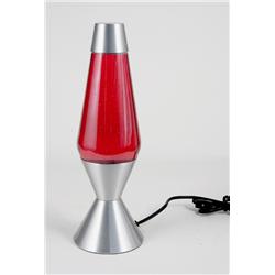 Vintage Red Lava Lamp with Silver Base 16.5" Tall 