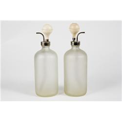 Frosted Glass Air Pump Seltzer Bottle (Pair) 