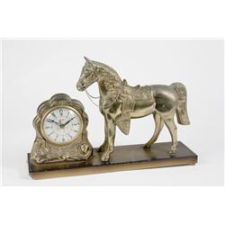 1950's Electric Chrome Cowboy Horse Mantel Clock