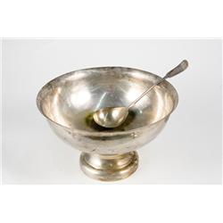 Silver Punch Bowl with Original Serving Spoon, Large