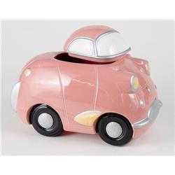 Vintage Ceramic Pink Girl Car