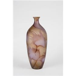 Frosted Art Glass 3-Color Swirl Vase
