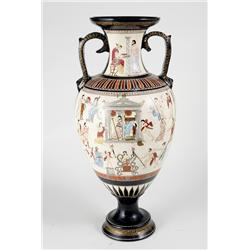 Vintage 1920's Hand Made and Painted in Greece 24" Tall Vase Signed by Artist  