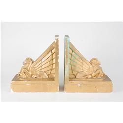 Gold Art Deco Style Plaster Horse Bookends 