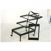 Image 1 : Vintage Black Tray Tea Cart with 4 Tray Holder and Extra Serving Tray 