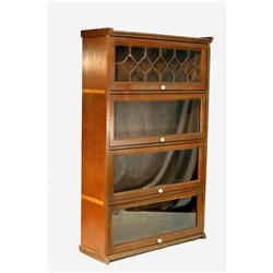 Antique Dark Wood Case with Leaded Glass Front