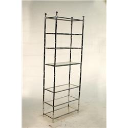 Vintage Chrome 1970's Shelf with Bamboo Shaped Frame