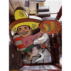 Vintage Post War 10' foot Mexican Taco Waiter Restaurant Sign 