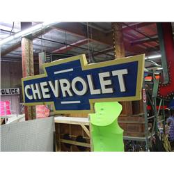 Vintage Tin Chevrolet Sign with 3D Lettering
