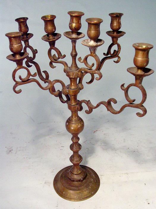 Antique Solid Brass Candelabra with Adjustable Arms