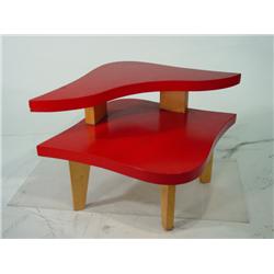 1950's Atomic Red Top Blonde Leg Table 
