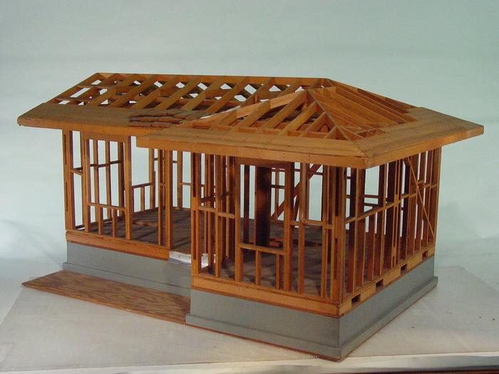 Hand Build Architectural Wood Framework Model House