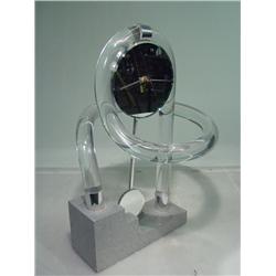 Vintage 1980's Modern Art Bent Acrylic Tube Clock 
