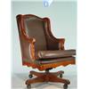 Image 1 : Executive Brown Vinyl Chair with Nail Trim  