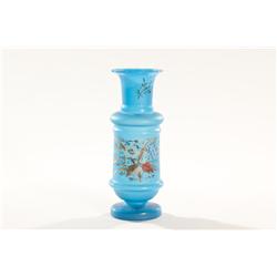 Hand Painted Blue Art Glass Vase 