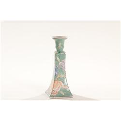Asian Closina Vase with Multi-Colored Enamel