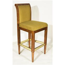 High Style Modern Dark Wood Stool with Brass Foot Rest