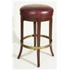 Image 1 : High Style Curved Leg Bar Stool with Brass Foot Ring and Red Top