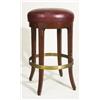 Image 1 : High Style Curved Leg Bar Stool with Brass Foot Ring and Red Top