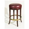 Image 1 : High Style Curved Leg Bar Stool with Brass Foot Ring and Red Top